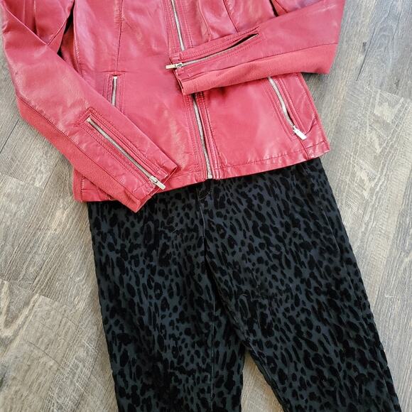 Rachel Roy Black velvet Leopard print pants Sz. 8 - Picture 3 of 4